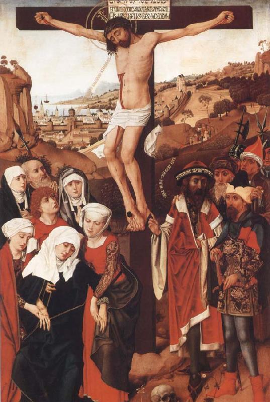 PLEYDENWURFF, Hans Crucifixion of the Hof Altarpiece Germany oil painting art